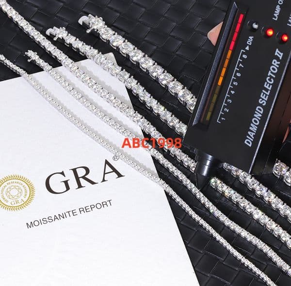 RTS 2.5 mm to 6 mm Wide Tennis Chain VVS D GRA Moissanite Diamond Chain Hip Hop Fine Jewelry Bracelets and Necklaces