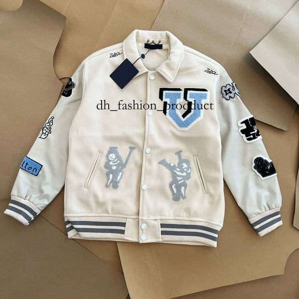 vuittons Mens Jackets designer Classic l Vintage Baseball Varsity Coat Loose Mens Women Outerwear Wool Flocking Leather Single Breasted Couples Warm Bomber a63