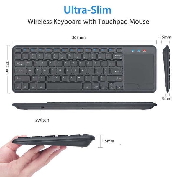 Hot New Silent 2.4G Smart Laptop TV Wireless Keyboard With Touchpad