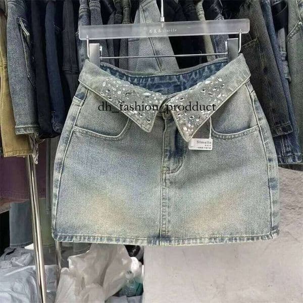 muily denim skirt Cool collar designer women's short denim skirt 2025 summer new spicy girl high waist light blue denim skirt2 efb