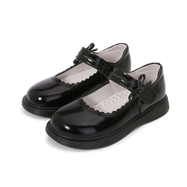 Girls' Leather Black Soft Sole Student Fashion Princess British Style Performance Children's Single Dress Shoes ddmyshoesvip