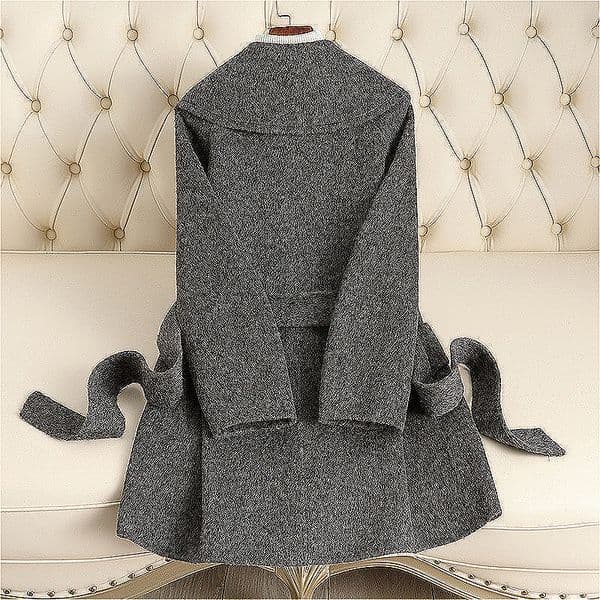 D5140 New autumn and winter lace-up lapel slim wool coat