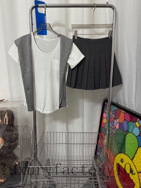 Elegant Triplet Wardrobe Selection Including Pocketed Blouse, Layering Poncho Topper, Plus Pretty Gathered Hemline Bottom