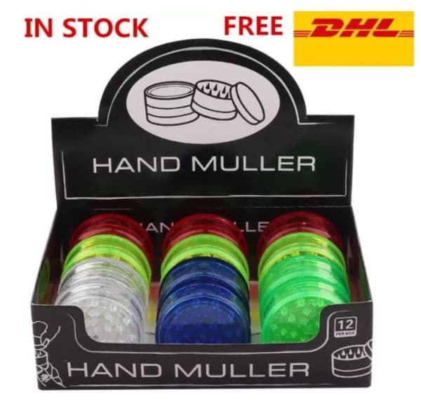 IN Stock 60mm 3 piece colorful plastic herb grinder for smoking tobacco grinders with green red blue clear 0729