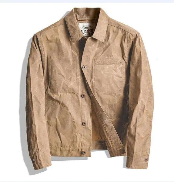Designer Clothing 2025 Maden Vintage Men's Canvas Oil Wax Jackets Khaki Multi-Pocket Lapel Collar Single-Breasted Jacket Windbreaker For Male Outwear