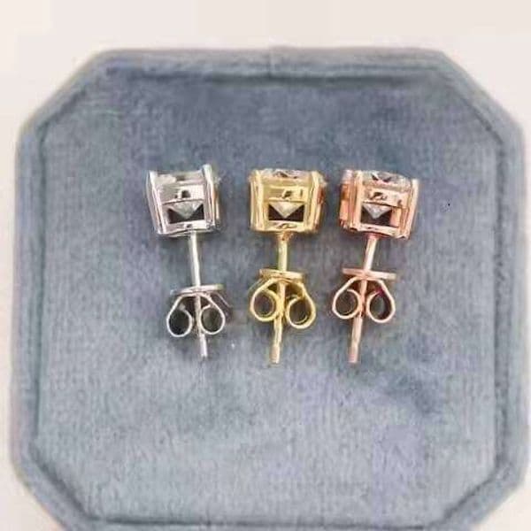 Moissanite Earrings (0.1-3 Ct): Screw Back/Push Back Options in 14K & Gold Perfect for Weddings, Bridal, and Everyday Wear