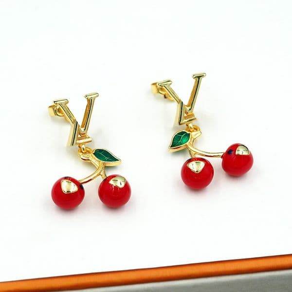 Luxury brand designer earrings for women studs red cherry stud earrings Valentine Day gift engagement party jewelry accessories
