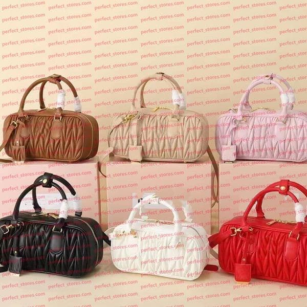 Ladies' Caramel Colored Leather Handbag High-End Pleated Designer Bag Retro Single Shoulder Crossbody Bag