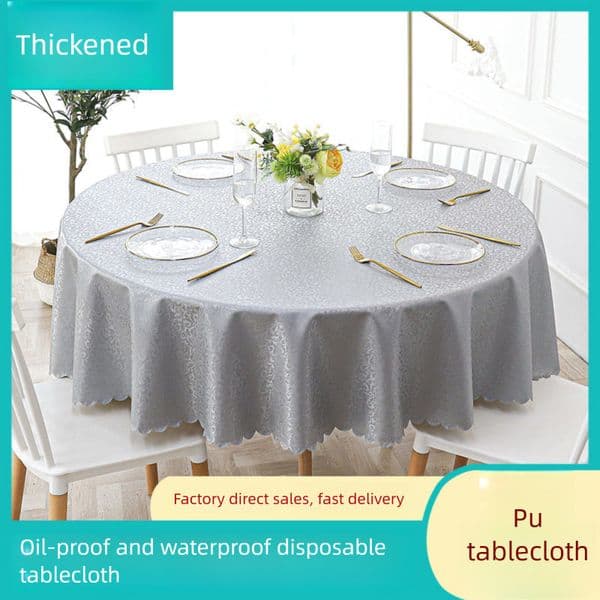 Waterproof Oilproof Thickened Heat-resistant PU Wash-free Hotel Round Tablecloth Home Desktop Decoration Cover Ins Style Dining Table Cloth