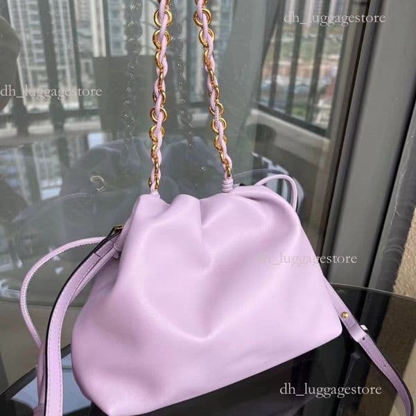 2025 New designer bag Lucky Bag Flamenco Chain Mini Drawstring Small Bucket Ultra Soft Genuine Leather wallet Fashion Handbag for Women b5d