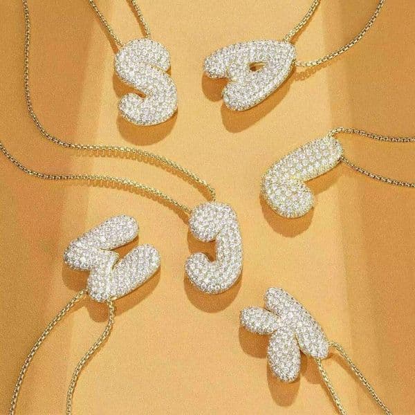 Fashion Bubble Pendant A to Z Initial Necklace for Women Girls Exquisite Letter Jewelry Gift