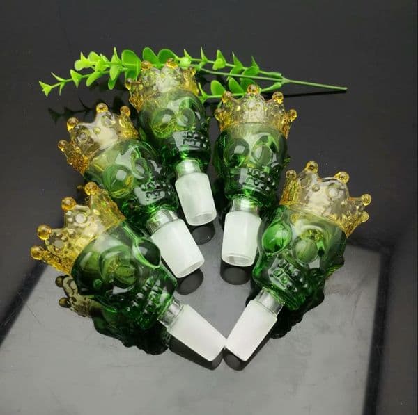 Green crown Ghost Head glass bubble Wholesale Bongs Oil Burner Pipes Water Pipes Rigs