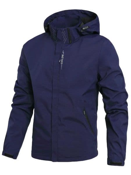 Mens Lightweight Waterproof Rain Jacket Hooded Outdoor Windproof Hiking Climbing Raincoat - Breathable Outer Layer for Outdoors L250731