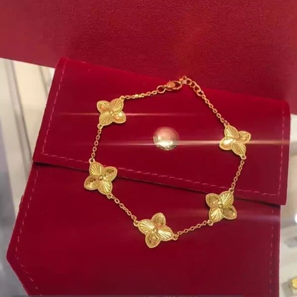 Laser Dragon Scale Four-Leaf Clover Designer bracelet Madam Sparkling Bracelet Exquisite Five-Flower Four-Leaf Clover Korean and Japanese Light Luxury Hand
