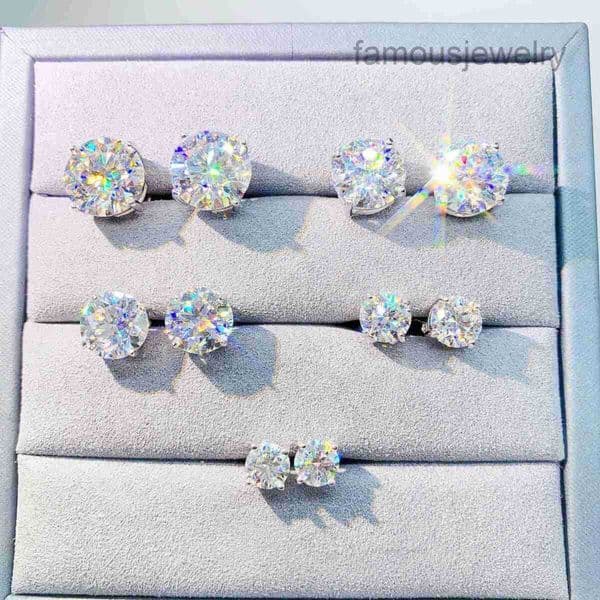 Dia VVS Round S 10K 14K Solid Gold Stud Women Men Moissanite Earrings 4KUL