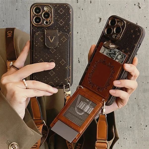 Women Crossbody Phone Case Designer iPhone Case for Apple iPhone 16 15 Pro Max 14 Pro Max 13 12 14 Plus 11 Case Card Slot Bag Holder Wallet Case Cover Straps Lanyard DD