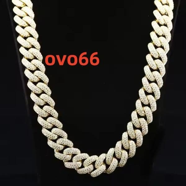 Wholesale CustomSize Cuban Hip Hop Chain 925 Sterling Silver Iced Moissanite Diamonds Gold for Weddings Trending Hip Hop Style