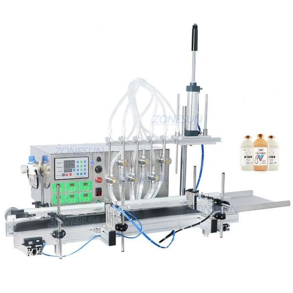 ZONESUN ZS-DTMP6 Automatic Liquid Filling Machine 6 Diving Nozzles Electric Filler for Foamy Soap Juice Water Soybean Milk Bottle Packaging Line