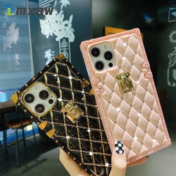 Lambskin elegant flash diamond mobile case For 14 11 pro 13 12 mini x xr xs max 7 8 plus SE 2020 iphone casing