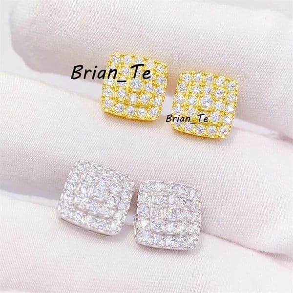 Stud Earrings Factory Price Sterling Silver Custom Women Jewelry Fashion Hiphop Iced Out Vvs Moissanite