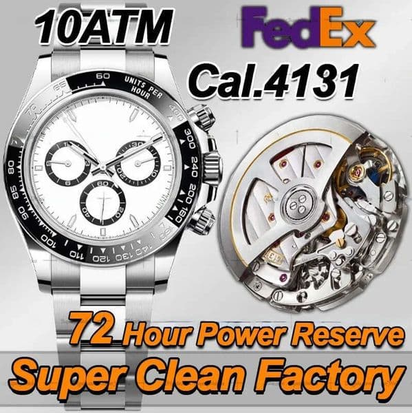 Mens Designer Watches Top Quality Super CLean Factory 40MM Automatic Chronograph Cal.4131 Movement Sapphire Diving 10ATM Watch With box