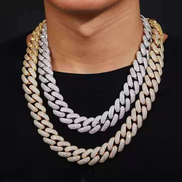 S925 Sterling Silver Necklace Bracelet Jewelry Iced Tennis Men's Hip Hop VVS D Colorful Silicon Stone Diamond Cuban Chain