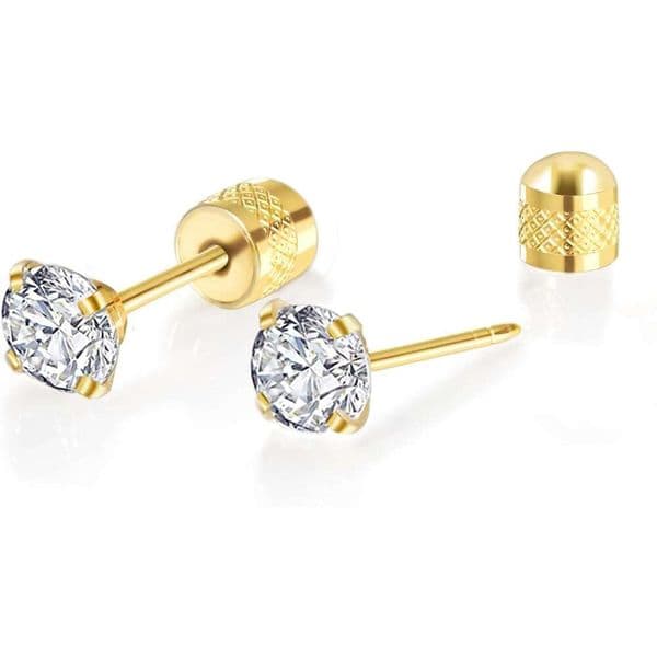 Titanium Push-in Threadless Flat Back Stud Women Men, Cartilage Earring Hypoallergenic Cubic Zirconia Earrings Studs for Helix Tragus Piercing Jewelry