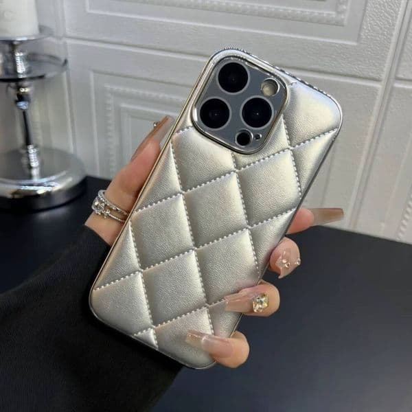 Luxury Bright Glossy Down Jacket Bumper Case For iPhone 16 15 14 Plus 13 12 Pro Max Electroplating Armor Camera Glass Flim Cover