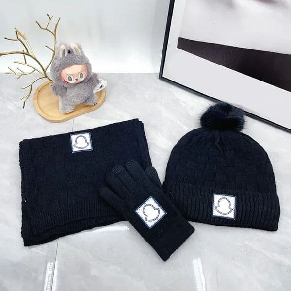 Women's Hat and Scarf Set, Plush Knit Hat, Designer Scarf, Winter Fashion Brand, Luxury Knit Hat, Warm Glove Set