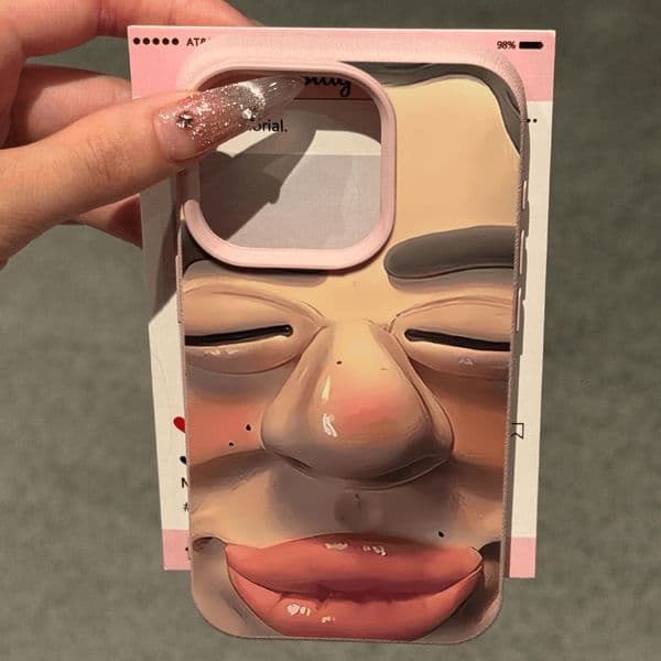 New Fashionable Phone Case for Apple Pro Max Phone Case with Interesting Expressions iPhone Soft Case Litchi Pattern Premium Edition Apple Phone Case
