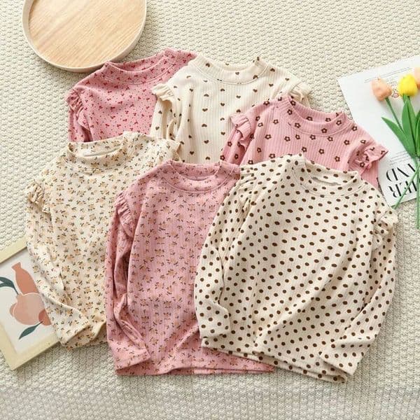 Christmas 1pcs Autumn Winter Children's T-Shirts Baby Floral Print Tops Kids Round Neck Long Sleeve Base Shirt Girls Tshirts Clothes ddmybear
