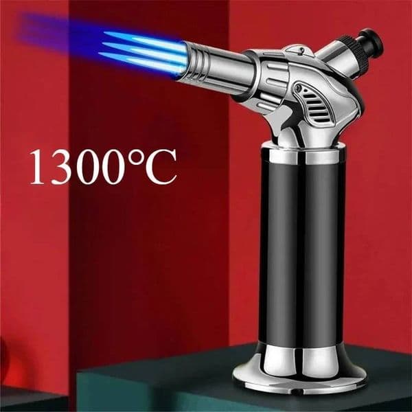Three Fire Jet Flame Gun 1300°C Welding Torch Windproof Kitchen Cooking BBQ Inflatable Butane Gas Cigar Lighter Outdoor Igniter