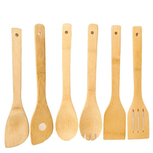 Cooking Utensils Bamboo Spoon Spatula Portable Kitchen Turners Slotted Mixing Holder Shovels Baking Tools