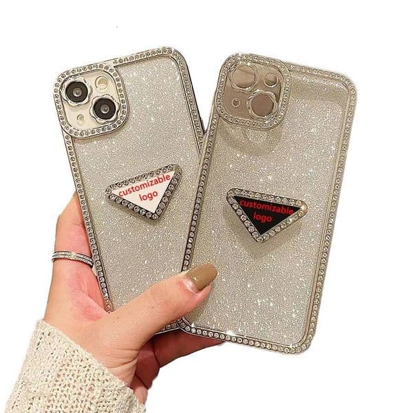 Designer Phone Rhinestone Bezel Luxury Case For Iphone 16 15 14 13 12 11 Pro Max 16Pro Gradient Glitter Customizable Cover