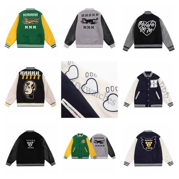 Mens Designer jackets Women windbreaker varsity jacket Vintage Loose Long Baseball Hip Hop Harajuku Humans Letter embroidery Streetwear Mades Men Unisex Coats