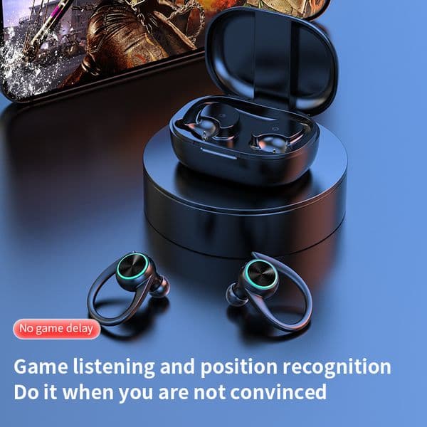 New R201 Bluetooth headset Dual ear hanging ear in-ear digital display with bin breath light stereo