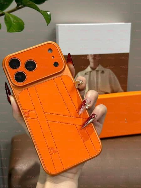 Designer iPhone Phone Case 17 16 15 14 13 Pro Max Hi Quality Embossed Leather HH orange19 18 17promax 17pro 16promax 15promax 16pro 15pro 14pro 13pro Cover 5fd