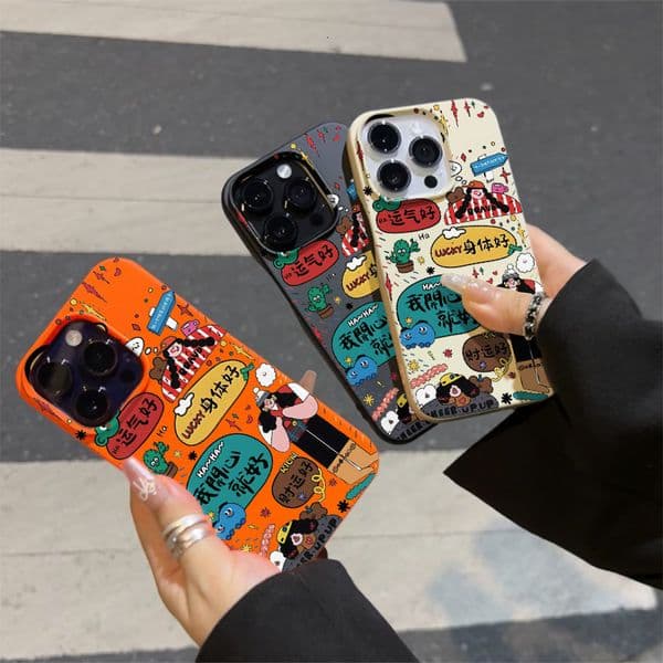 New Lucky Girl Half Pack Apple Pro Max Phone Case with Anti Shock and Anti Wrinkle Protection, Fashionable Trendy Designer Apple Phone Case