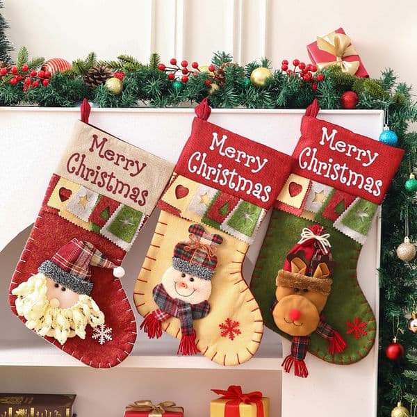 2-Pack Large Christmas Stocking Gift Bags - Decorative Santa Claus Hanging Ornaments for Kids, Gift Bags for Apples, Candies and Presents delicate craftsmanship