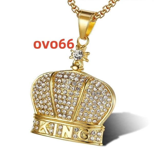 Hip Hop Kings Crown Waterproof Tarnish Free Stainless Steel Fashion Jewelry Pendant Necklaces 18K Gold Plated Male Man Mens