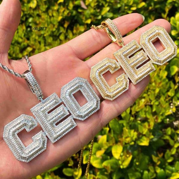 Hip Hop New CEO Necklace Pendant Ladies Real S925 silver Cubic Moissaniteia Hip Hop Jewelry