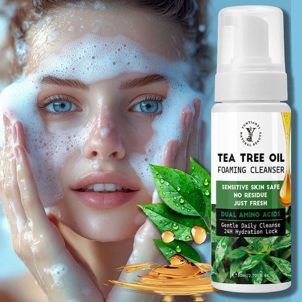 Yuntianyi Tea Tree Oil Foaming Cleanser 80ml 3-in-1 Deep Cleansing Sensitive Skin Safe