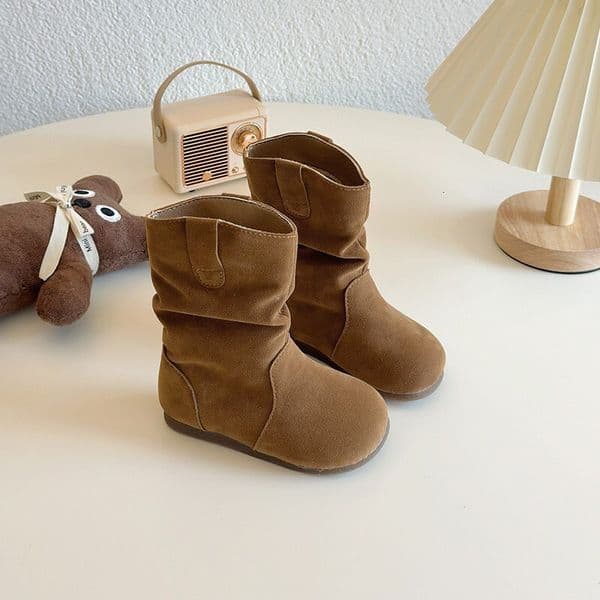 2025 Women's boots camisole boots fashionable retro fashion warm wool lining mid top leather boots