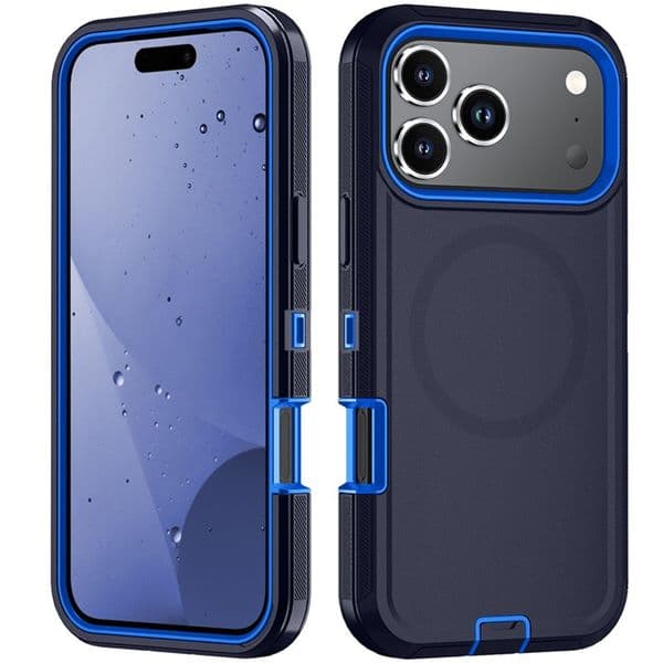 Sea Shippment 3 In 1 Heavy Otter Armor Box Phone Case for IPhone 17 Pro Max Air 16 15 14 Plus for Magsafe Wireless Charging Rugged Cover 9 Colors