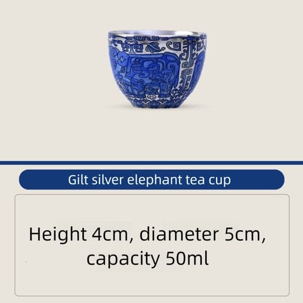 National Treasure Kiln Silver Gilt Dunhuang Auspicious Elephant Small Household Kung Fu Tea Set Ceramic Master Tasting Personal Single Cup ddmynov
