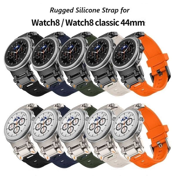 Rugged Silicone Band for Samsung Galaxy Watch8 Classic 46mm Sport Rubber Wristband Armor Military Strap for Galaxy Watch 8 40 44mm Repleacement Correas