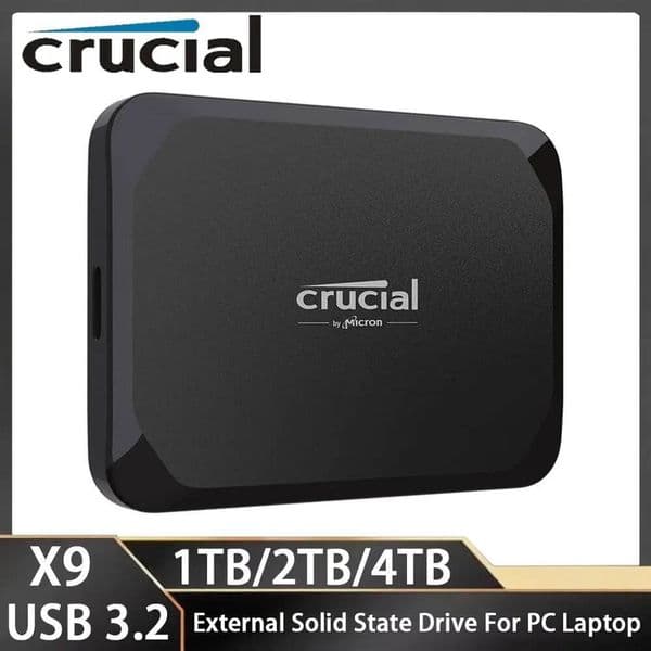 Crucial SSD X9 1TB 2TB 4TB Portable SSD External Solid State Drive USB 32 Hard Disk for Games DesktopPC Laptop Camera Storage