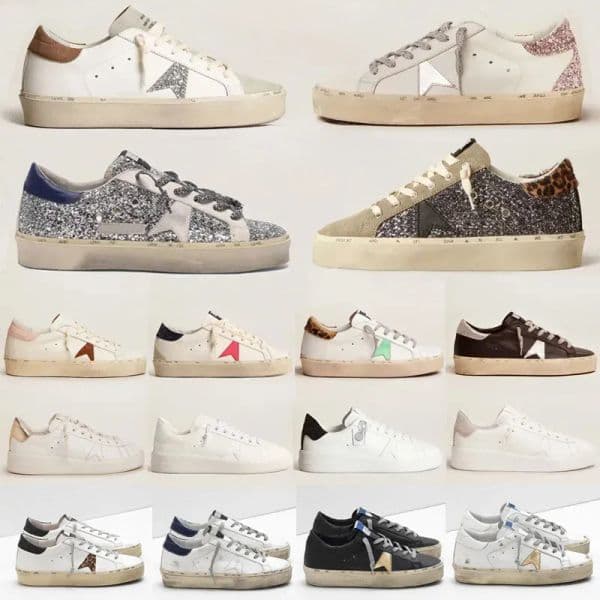 2025 sneakers 25 New Italy Brand Designer Casual Shoes Women Hi Shoe Sequin Classic White Do Old Dirty Lace Up Man Super Star Sneakers Unisex d3