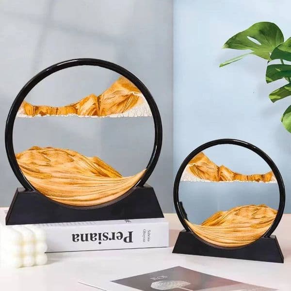 3D Sandscape Moving Art Picture Round Glass Deep Sea Hourglass Quicksand Craft Flowing Sand Painting fall decor Office Home Decor Gift