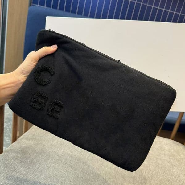 Designer Black Velvet Towel Bag Makeup Bag Case Large Capacity Cosmetic Brush Bucket Storage Box Beauty Case VIP gift C Classical collection Party Gift